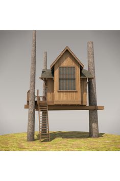 a small tree house on top of a hill