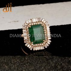 Solid 14k Yellow Gold Prong Set Natural Baguette Diamond Octagon Shape Emerald Cocktail Wedding Ring Jewelry RIMJ-768 14k Gold Cocktail Ring.  Wedding Ring Jewelry. Baguette Diamond Ring. Emerald Ring Jewelry. Women's Jewelry. 1st Anniversary Gift.  Here Are Some Amazing Ways To Take Care Of Your Precious Diamond Jewelry. Always. *Apply lotion, cosmetics, hairspray, and perfume before dressing in jewelry. *When undressing, wipe each piece with a clean soft cloth to remove oils and perspiration.  *Store in a fabric-lined box, separately or individually-wrapped in tissue to prevent scratches.  Never: *Never wear jewelry when doing physical work such as housekeeping, gardening or exercise. *Never expose jewelry or household cleaning products. *Never expose jewelry to chlorine swimming pools o Classic Wedding Emerald Cut Emerald Ring, Classic Rectangular Emerald Wedding Ring, Rectangular Gold Rings With Rose Cut Diamonds, 14k Gold Emerald Cut Cluster Ring For Wedding, Fine Jewelry Baguette Cut Ring For Anniversary, Fine Jewelry Anniversary Ring With Baguette Cut, Fine Jewelry Baguette Cut Anniversary Rings, Diamond Baguette Cut Gemstone Rings, Fine Jewelry Rose Cut Diamond Rectangular Rings