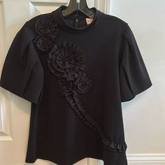 Chicos Black Label Black Blouse With Gorgeous Detail. New With Tags. Size 6 Lace Top Dress, Poncho Style, Zara Women, Black Label, Dot Dress, Polka Dot Dress, Black Blouse, Black Media, Women Brands