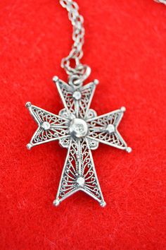 cross vintage, filigree sterling silver 925 Jewelry Necklace Pendant, 925 Sterling Silver, Jewelry Necklaces, Novelty Christmas, Pendant Necklace, Christmas Ornaments, Sterling Silver, Pendant, Silver