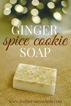 ginger spice cookie soap on a table next to a christmas tree