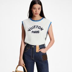 LOUIS VUITTON® - Vuitton Paris Basketball Tank Top - White Louis Vuitton Clothes, Blue Louis Vuitton, Basketball Tank Tops, Louis Vuitton Top, Louis Vuitton Paris, White Basketball, Tank Top White, Jersey Tank Top, Basketball Shirts