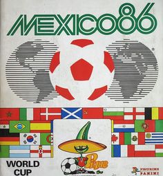 an old mexico soccer poster with the world cup logo on it's back cover