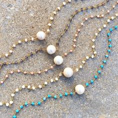 jemma sands on Instagram: “seaside treasures 🐚 ⠀⠀⠀⠀⠀⠀⠀⠀⠀ our signature dahlia pearl layers in the prettiest new gemstones available at our hawaii spring break trunk…” Spring Break, Dahlia, Pearl Necklace, Instagram