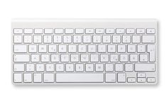 a white computer keyboard on a white background with clipping space for text or image