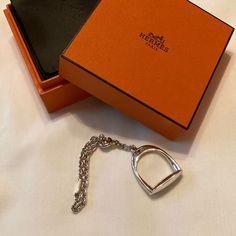 Hermes Sterling Etrier Keyring, Nib. Measures 4 1/4” Long And Weighs 22 Grams. See Pics For Box And Pouch Condition. Equestrian Aesthetic, Hermes Accessories, Key Card Holder, Card Holders, Equestrian, Pouch, Women Accessories, Key, Silver