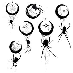 spider webs and orbels drawn in black ink on white paper, each with an individual's own image