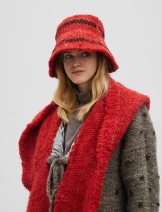 Unique handmade unisex wool red bucket hat with striped pattern (Winter hat) This panama is very warm, soft and comfortable to wear. The best decision for 2021 year. SIZE: S-M (56-57 cm) in stock M-L (58-59 cm)Custom Made L-XL (60-61 cm)Custom Made Custom Made design is made after a base pattern, similar to ready-to-wear. Note that it will take our team 10 - 15 days to make your product, so remember to add this to the delivery time. MATERIAL: Made of natural materials 100% wool Linen(Lining) Pro Red Winter Bucket Hat With Short Brim, Casual Red Bucket Hat For Winter, Red Wool Winter Hat, Red Wide Brim Winter Hat, Red Winter Cloche Hat With Curved Brim, Red Cloche Hat With Curved Brim For Winter, Red Brimmed Winter Hat, Red Winter Cloche Hat Cap, Red Bucket Hat