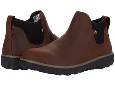 Bogs Classic Casual Chelsea - Men's Boots : Brown : The Bogs Classic Casual Chelsea boots are 100% waterproof and have a rugged construction that will keep you steady on your feet all day long. Boots are comfort rated to 5°F/-15°C. Slip-on rain boots made of recycled materials and gold certified leather. Neo-Tech waterproof insulation with a four-way stretch boot construction provides a comfortable foot environment while still keeping out the wet elements and spilled liquids. Dual-side stretchy Rugged Slip-resistant Boots For Fall, Slip-resistant Brown Leather Work Boots, Brown Slip-resistant Leather Work Boots, Leather Waterproof Slip-on Boots With Reinforced Toe, Fall Outdoor Slip-resistant Work Boots, Brown Slip-resistant Waterproof Boots Plain Toe, Durable Brown Plain Toe Waterproof Boots, Slip-resistant Leather Waterproof Boots With Plain Toe, Leather Waterproof Boots With Slip-resistant Plain Toe