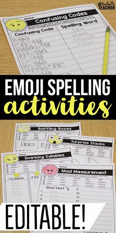 an emoj spelling activity with the words emoi spelling activities