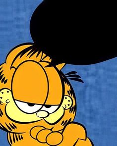 an image of garfield the cat blowing up on it's head with his eyes closed