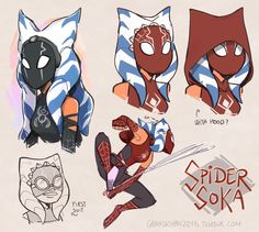 an image of spider - man and catwoman character designs for the animated movie spider - koka