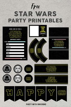 the star wars party printables are on display