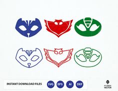 an image of four different masks on a white background with the text instant downloaded files