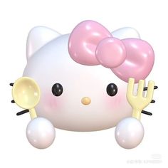 an image of a hello kitty balloon with balloons on it's head and ears