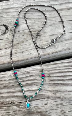 25 1/2 inches Stainless steel clasp Bohemian Lariat Jewelry With Tiny Beads, Tiny Beads Southwestern Jewelry, Southwestern Beaded Chain Necklace For Festivals, Southwestern Style Beaded Chain Necklace For Festival, Unique Turquoise Jewelry With Tiny Beads, Turquoise Multi-strand Jewelry With Tiny Beads, Bohemian Jewelry With Colorful Heishi Beads, Bohemian Multi-strand Jewelry With Tiny Beads, Artisan Multi-strand Jewelry With Tiny Beads