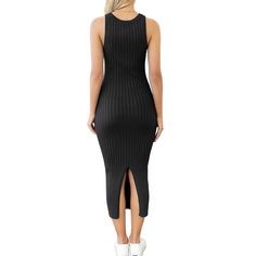 Black Ribbed Sleeveless Split Midi Bodycon Dress Midi Bodycon Dress, Dresses Bodycon, Bodycon Dresses, Bodycon Midi, Midi Dress Bodycon, Black Rib, Women Dresses, Split, Bodycon Dress