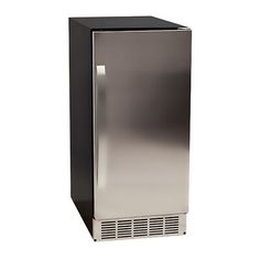 a stainless steel refrigerator on a white background