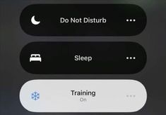 an iphone screen showing the settings for sleep and training on, don't disturb