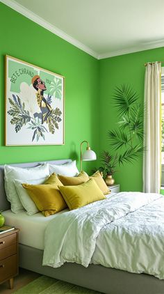 Dark Green Bedroom Viridian Bedroom, Dark Green Bedroom Decor, Green Bedroom Decor, Viridian Green, Bedroom Contemporary