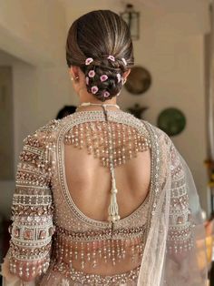 Back Design, Lehenga, Blouse Ideas Lehenga Blouse Ideas, Hairstyle For Lehenga, Design Lehenga, South Indian Bride Saree, Latest Blouse Designs, Lace Blouse Design, Saree Tassels Designs, Rajputi Dress, Easy Hairstyles For Thick Hair