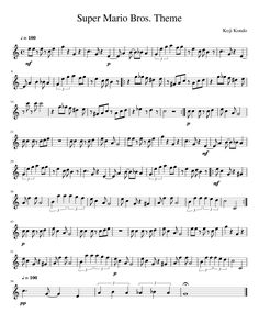 sheet music with the words super mario bros theme