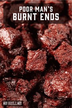 the cover of poor man's burnt ends by hey grillley kayy, featuring red meat cubes