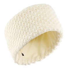 a white knitted beanie hat on a white background