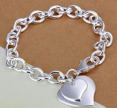 Silver Bracelets for Women 925 Sterling Silver Heart Charm Bracelet Lobster Clasp Bracelet for Women Men Glamor Jewelry Gifts Birthday Friendship Gift for Wife GirlfriendSterling Silver Double Hear Bracelet Sterling Silver Heart Bracelet, Bracelet Couple, Silver Heart Bracelet, Silver Link Bracelet, Silver Bracelets For Women, Stylish Bracelet, Double Heart, Christmas Gift Jewelry, Bracelet Argent