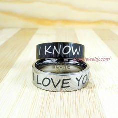 I Love You I Know Rings, Han Solo Ring, Princess Leia Ring, Rebel Alliance Ring, 2 Piece Couple Set Star Wars Rings, Star Wars Wedding Bands, Matching I Love You I Know Rings, Black Wedding Rings, Black Tungsten Bands, Star Wars Wedding Bands Star Wars Wedding Band, Star Wars Rings, Wedding Rings Black, Wedding Bands Matching, Star Wars Ring, Rings Star, Alliance Ring, Matching Couple Rings, Blue Wedding Rings