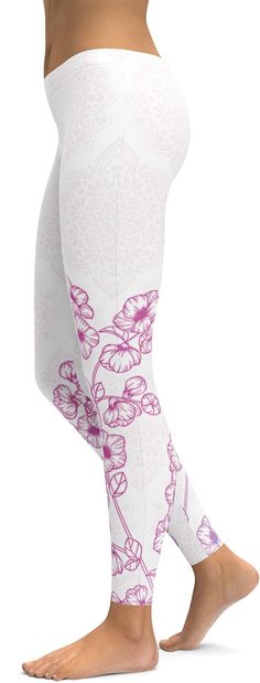 The perfect summer leggings have arrived. With Pink Sakura flowers wrapped around your legs and an ornamental background to finish this design off. Gothic Leggings, High Waist Sports Leggings, Pink Sakura, Camouflage Leggings, Summer Leggings, Buy Leggings, Color Block Leggings, Spring Clothes, Black And White Shorts