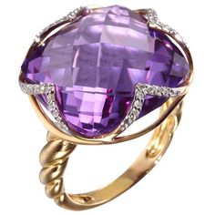 Plukka ""Elle"" 18K Gold Amethyst Diamond Ring (€845) ❤ liked on Polyvore featuring jewelry, rings, yellow gold rings, 18k ring, amethyst rings, cushion cut diamond ring and 18 karat gold ring Yellow Gold Amethyst Ring, Rings Amethyst, Cushion Cut Diamond Ring, Clover Ring, Gold Amethyst Ring, Amethyst And Diamond Ring, Yellow Gold Diamond Ring, Black Diamond Ring Engagement