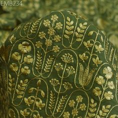 Buy Green Embroidered Cotton Fabric by the Yard Indian Embroidery Sewing Fabric DIY Crafting Wedding Dress Costumes Doll Bag Home Decor Cushions Online in India - Etsy Embroidery Skirts, Dark Green Boho, Indian Embroidery Designs, Decor Cushions, Doll Bag, Green Embroidery, Fabric Diy