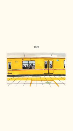 a drawing of a yellow train with its doors open