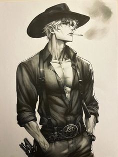 Hot Nanami Fanart, Cowboy Nanami, Hot Cowboy Art, Nanami Kento Fanart, Nanami Fanart, Cowboy Drawing, Cowboy Anime, Kento Nanami, Nanami Kento