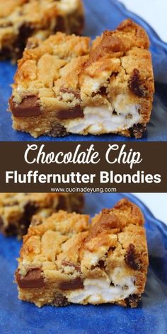 Chocolate Chip Fluffernutter Blondies Recipe Chocolate Chip Fluffernutter Blondies, Peanut Butter Chocolate Chip Cookie Bars, Fluffernutter Cookie Bars, Fluffernutter Blondies, Fluffernutter Brownies, Brownie Types, Fluffernutter Bars, Fluffernutter Sandwich, Peanut Butter Blossom