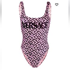 Versace One Piece Swimsuit Worn Once For A Couple Hours Versace Pink, Geometric Print, One Piece Swimsuit, Womens Swim, Versace, One Piece, Pink, Women Shopping