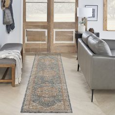 a living room filled with furniture and a rug