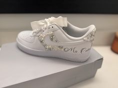 Pearls Rhinestones Type of Shoe Bling Sneakers, Shoes Nike Air Force, Air Force 1s, Nike Air Force One, Wedding After Party, Air Force One, Fits Women, Nike Air Force Ones, Sneakers Athletic