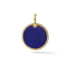 DY Elements are the ultimate amulets, allowing you to create your own personal story about who you are and how you connect with the world. Each design is inspired by the circle, a timeless symbol of unity. 18-karat Yellow Gold Lapis Lazuli Pendant, 32mm Functioning bail Shown with: CH0189 88 Please note: pendant only; chain sold separately Style Number: D16903 88BLA David Yurman Circle Pendant, Timeless Symbol, Lapis Lazuli Pendant, Disc Pendant, Amulets, The Circle, David Yurman, Lapis Lazuli, Create Your Own