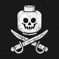 a skull and crossbones on a black background with the words pirates written in white