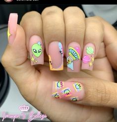 Rave Nails, Pop Art Nails, Unghie Nail Art, Nails Art Designs, Space Nails, Trendy Nail Art Designs, Trendy Nail Art