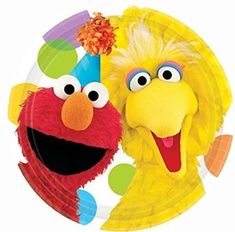 the sesame street characters are wearing party hats