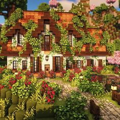 Minecraft Mushroom Manor, Cottage Minecraft, Minecraft Garden, Cottagecore Minecraft, Aesthetic Minecraft, Minecraft Interior Design, Minecraft House Plans