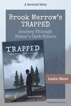 a book cover with the title trapped and an image of a man standing in front of trees