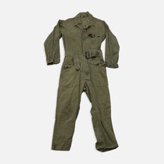 Vintage Military Jumpsuit 1960s Size: 36R armpit to armpit: 22” Vintage Fitted Overalls For Workwear, Vintage Jumpsuits And Rompers For Workwear, Retro Fitted Long Sleeve Overalls, Vintage Fitted Long Sleeve Jumpsuits And Rompers, Vintage Fitted Jumpsuits And Rompers With Pockets, Vintage Fitted Long Sleeve Overalls, Military Jumpsuit, Vintage Military, Military Jacket