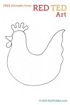 a drawing of a chicken with the words free printable from red ted art on it