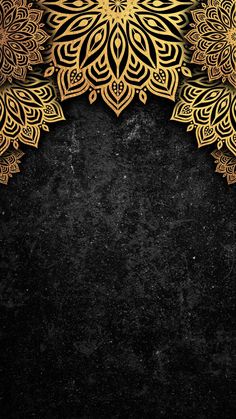 a black and gold background with an intricate design