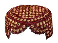 Traditional embroided Sindhi/Balochi/Qandahari/Pashtoon cap for men. Size 22 inches round. Cap doesn't have mirrors instead silver reflecting sheet been used. Free shipping throughout U.S Traditional Embroidered Flat Cap, Traditional Red Hat, Traditional Hat With Round Crown For Festivals, Traditional Round Crown Hat For Festivals, Traditional Festive Hat For Festivals, Traditional Embroidered Festive Hats, Traditional Embroidered Hats For Festivals, Cap For Men, Skull Cap Beanie