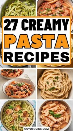 27 Creamy Pasta Recipes Buttery Garlic Shrimp, Easy Delicious Meals, Spinach Ricotta Pasta, Four Cheese Pasta, Garlic Parmesan Pasta, Comfort Pasta, Creamy Mushroom Pasta, Creamy Pasta Recipes, Tomato Basil Pasta